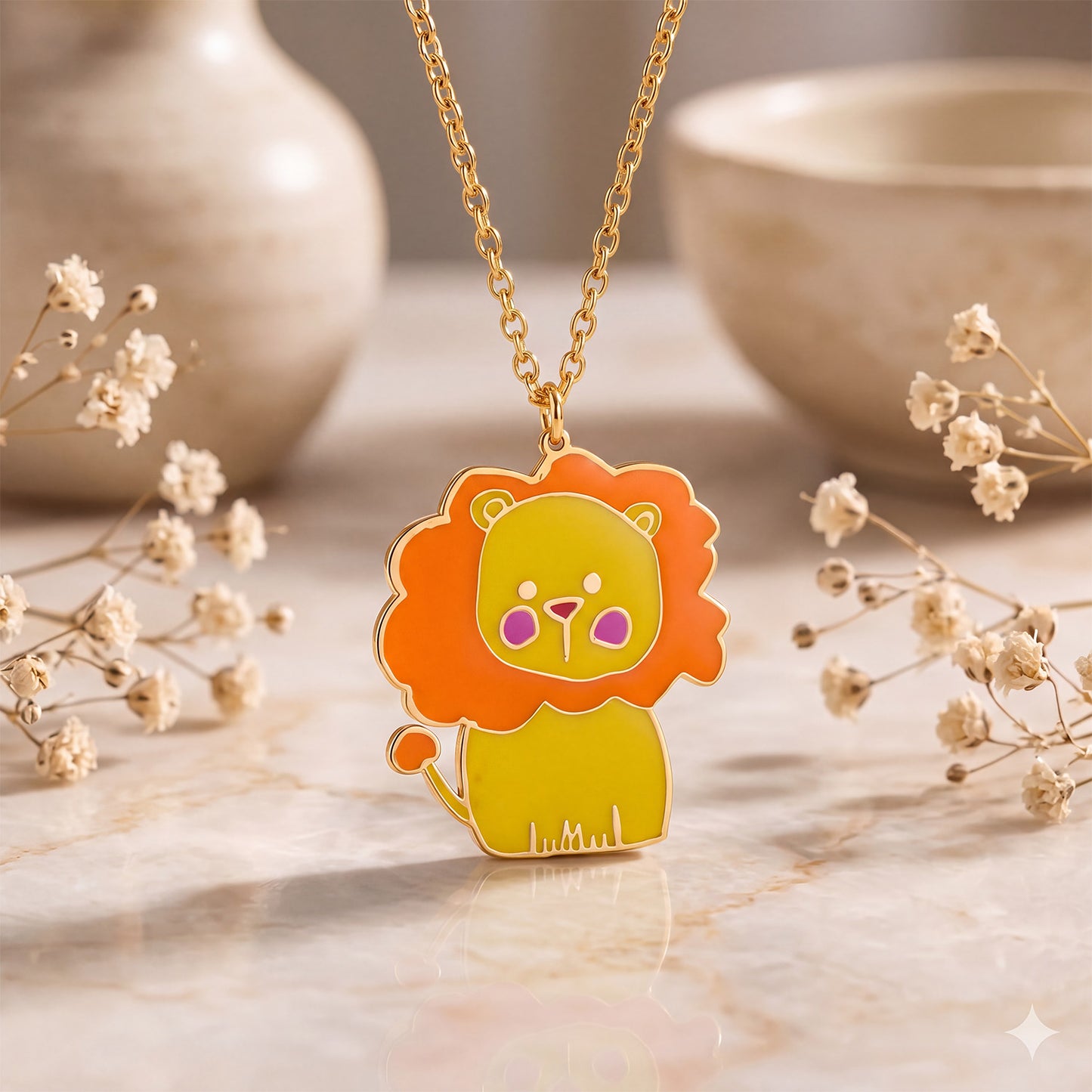 Custom Kids Drawing Enamel Necklace Personalized Artwork Pendant For Mother's Day Gift -SSN3790