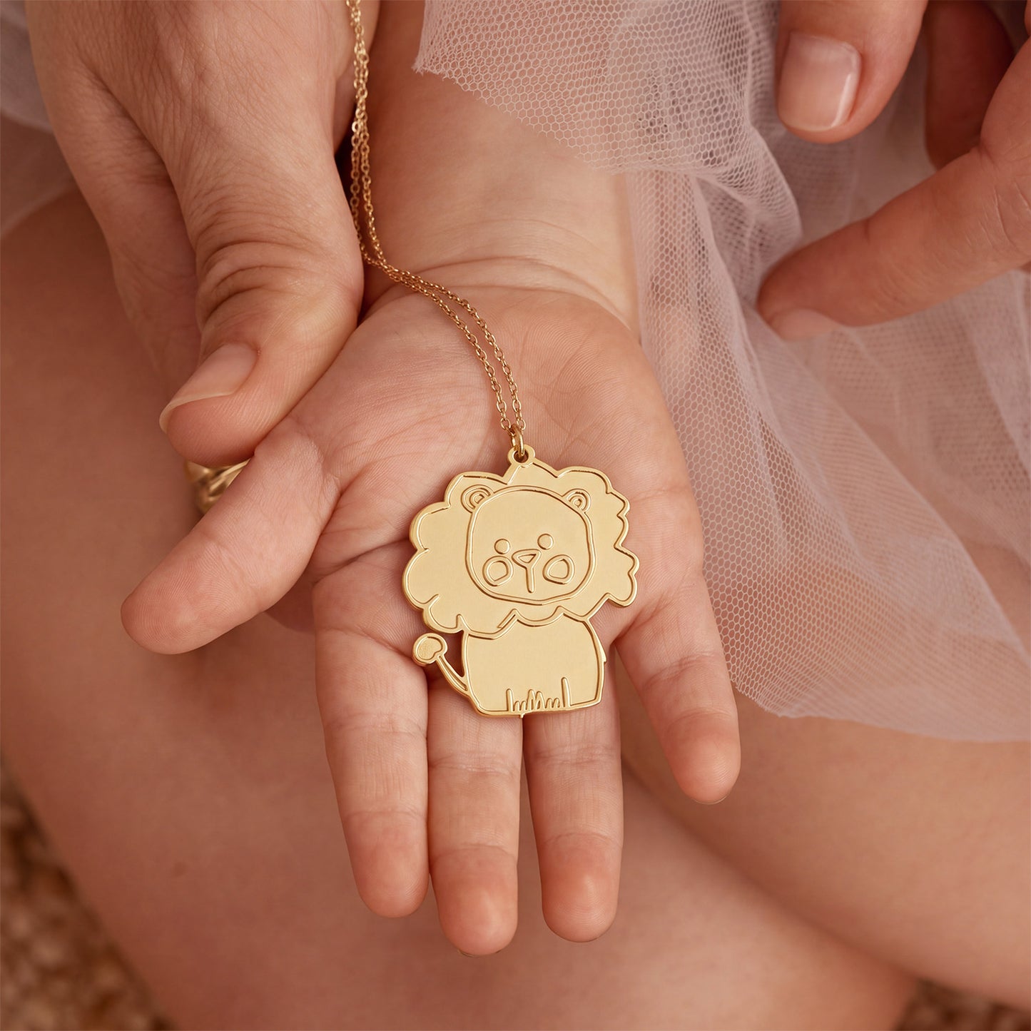 Custom Kids Drawing Enamel Necklace Personalized Artwork Pendant For Mother's Day Gift -SSN3790