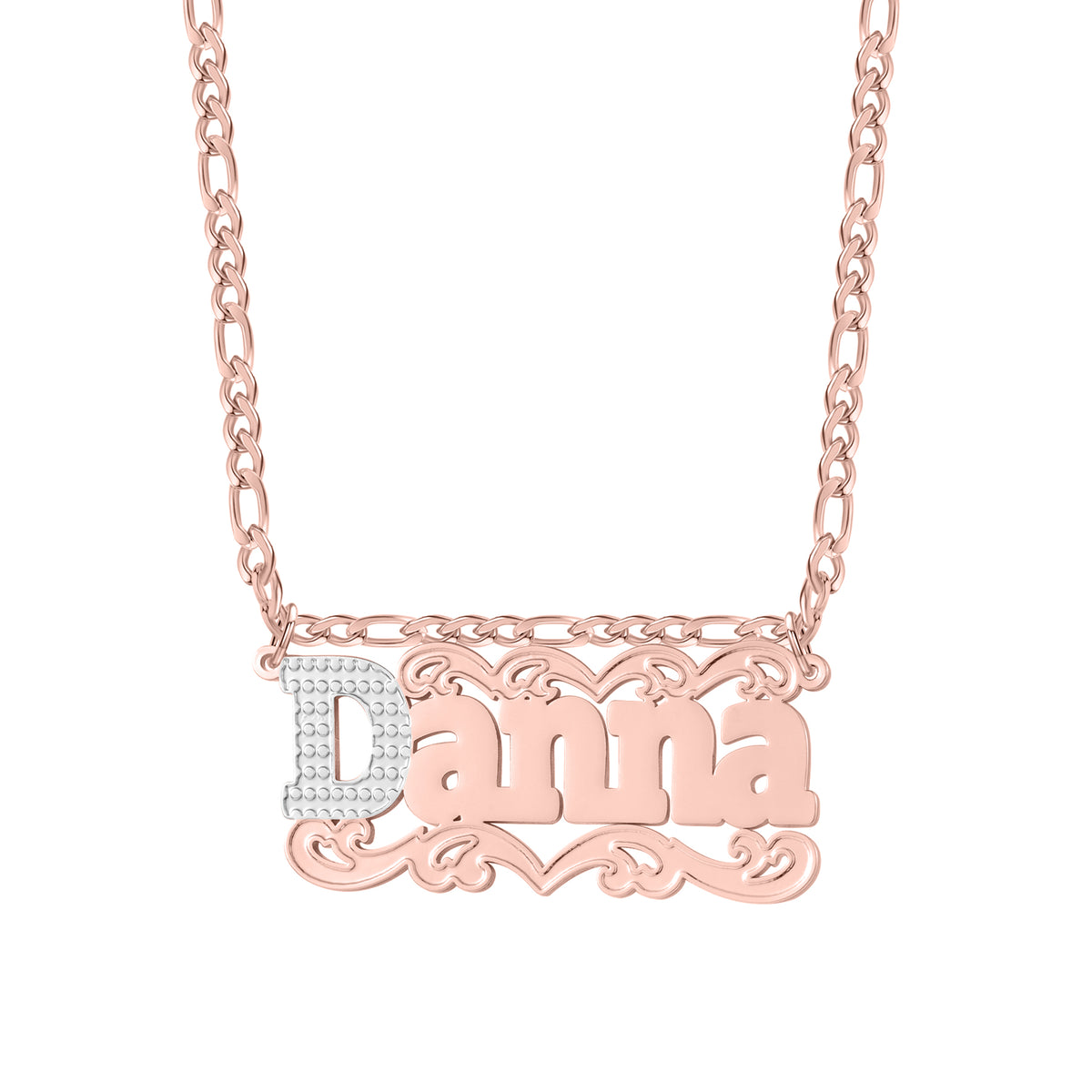 Custom Name Necklace 18K Gold Plated  Two Tone Pave Zircon Initial  Pendant Jewelry-SSN3856