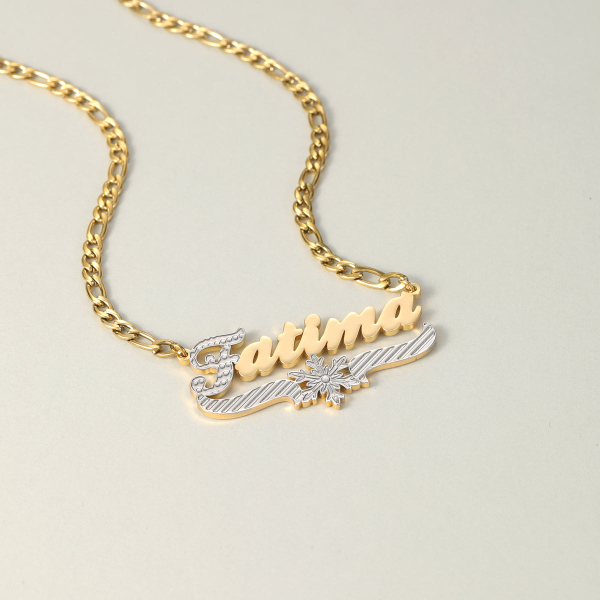 Custom Two-Tone Snowflake Name Necklace .Christmas Gift for Her-SSN3892