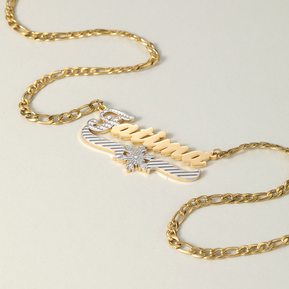 Custom Two-Tone Snowflake Name Necklace .Christmas Gift for Her-SSN3892