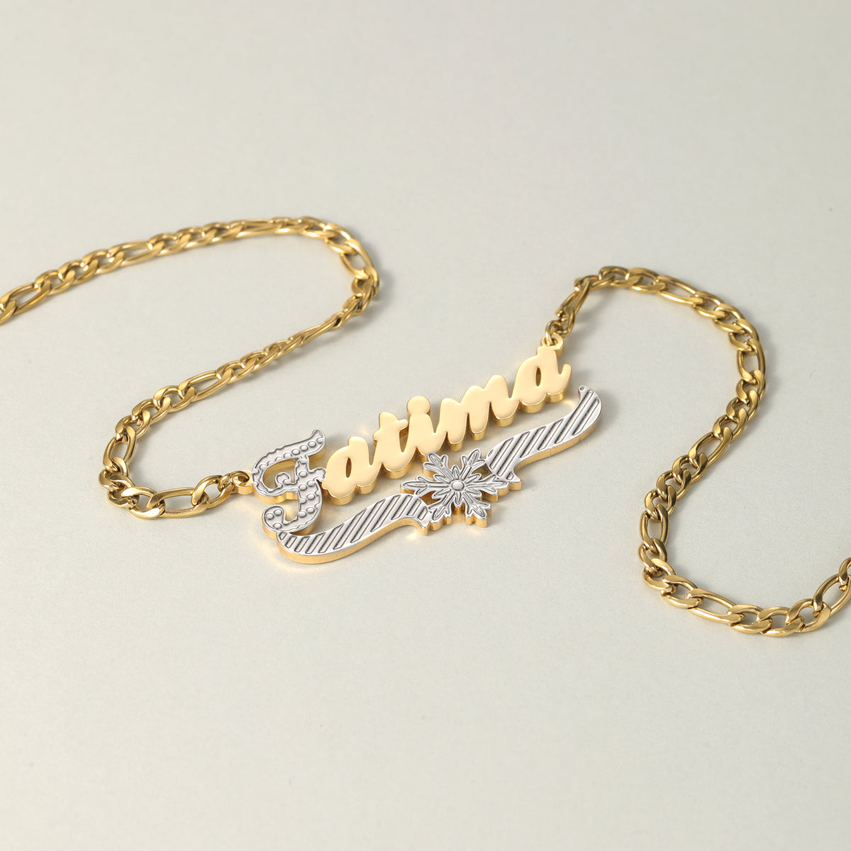 Custom Two-Tone Snowflake Name Necklace .Christmas Gift for Her-SSN3892