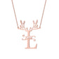 Custom Reindeer Antler Initial Name Necklace, Christmas Gift for Her-QN3889
