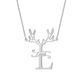Custom Reindeer Antler Initial Name Necklace, Christmas Gift for Her-QN3889