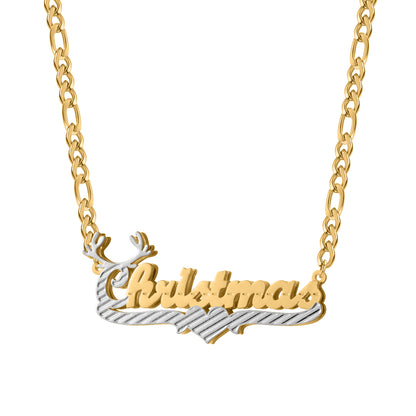 Custom Two-Tone Reindeer Name Necklace, Christmas Gift for Her-SSN3893