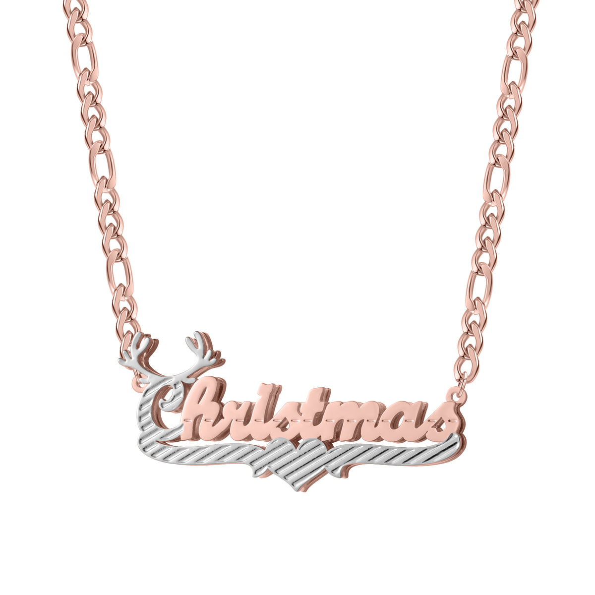 Custom Two-Tone Reindeer Name Necklace, Christmas Gift for Her-SSN3893