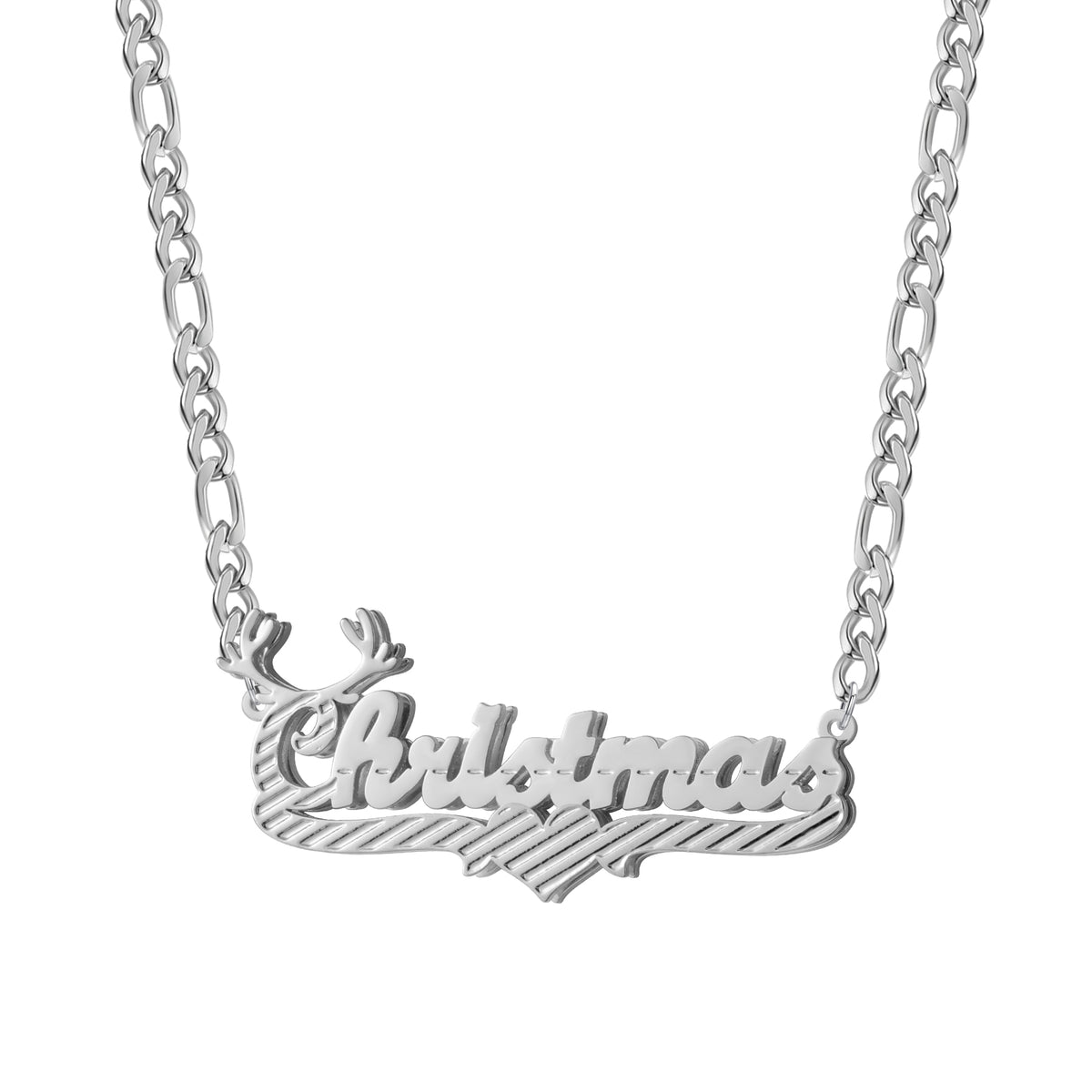 Custom Two-Tone Reindeer Name Necklace, Christmas Gift for Her-SSN3893
