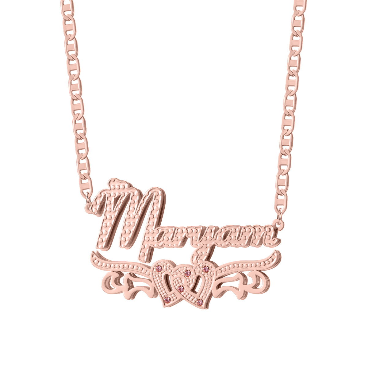 Custom Birthstone Heart Wing Name Necklace,  Personalized Pendant Gift for Her-SSN3894