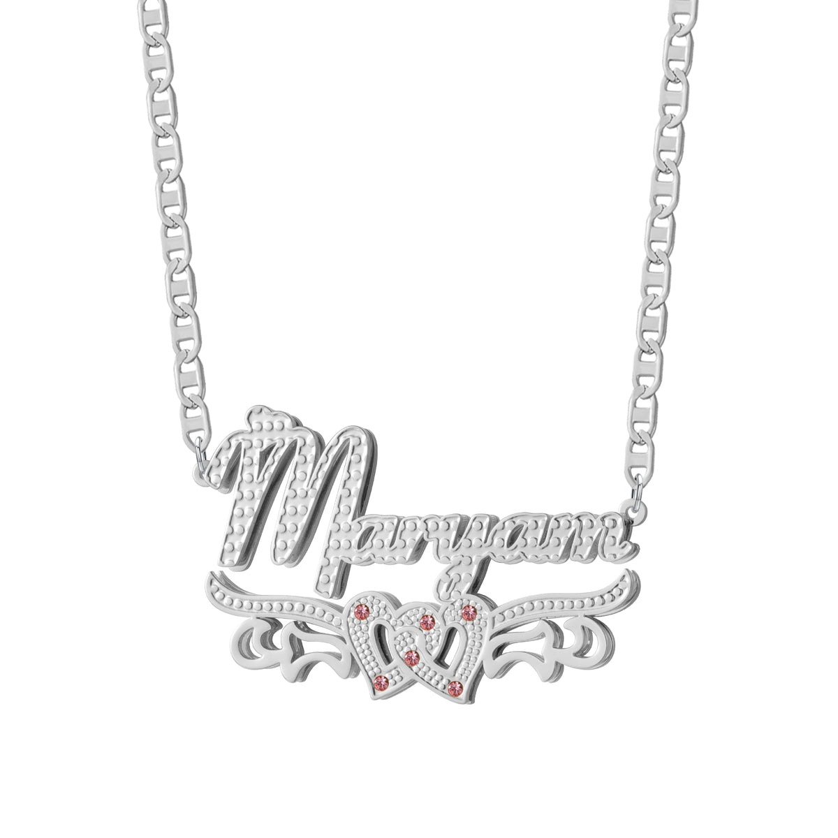Custom Birthstone Heart Wing Name Necklace,  Personalized Pendant Gift for Her-SSN3894