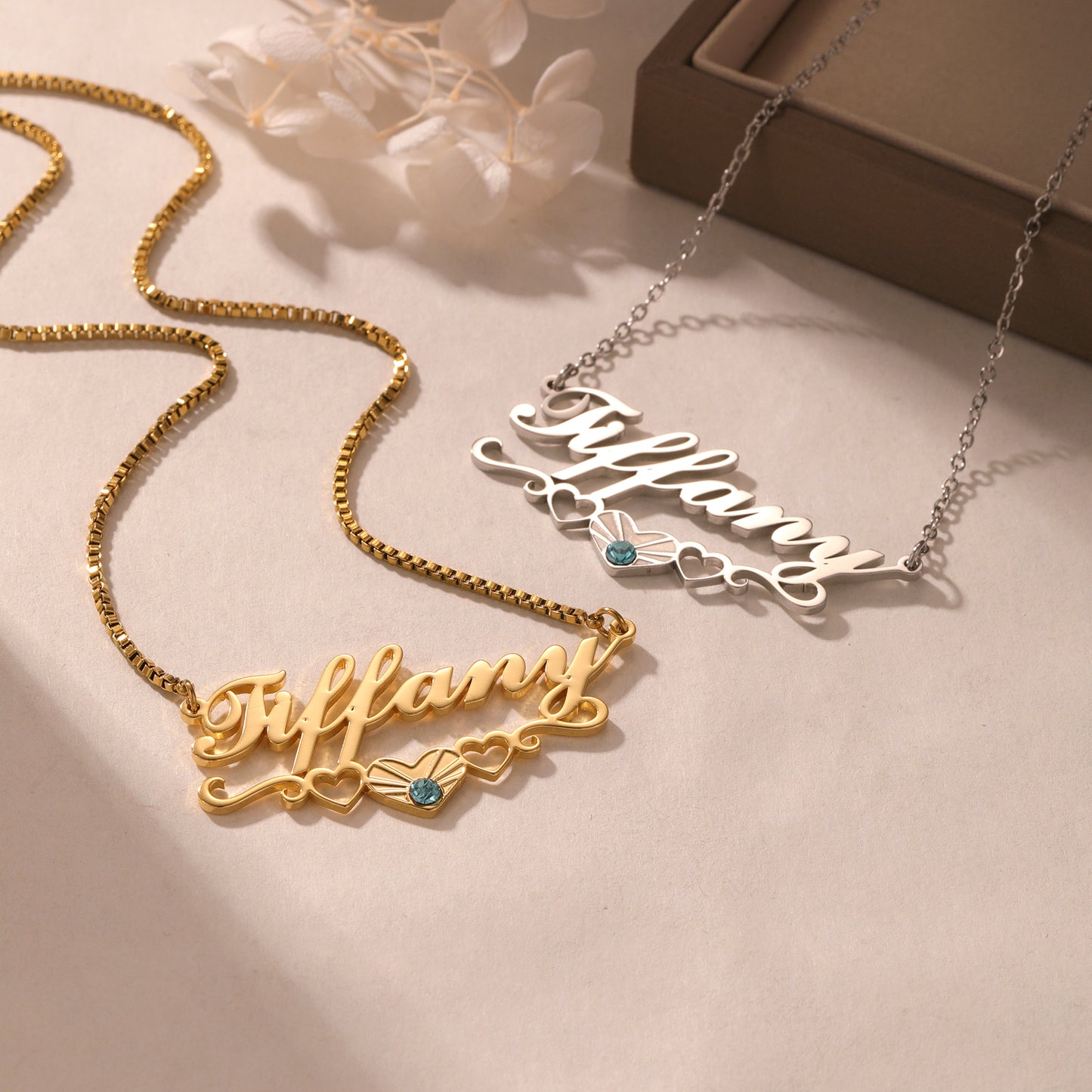Personalized Heart Necklace With Birthstone For Women-QZN3505