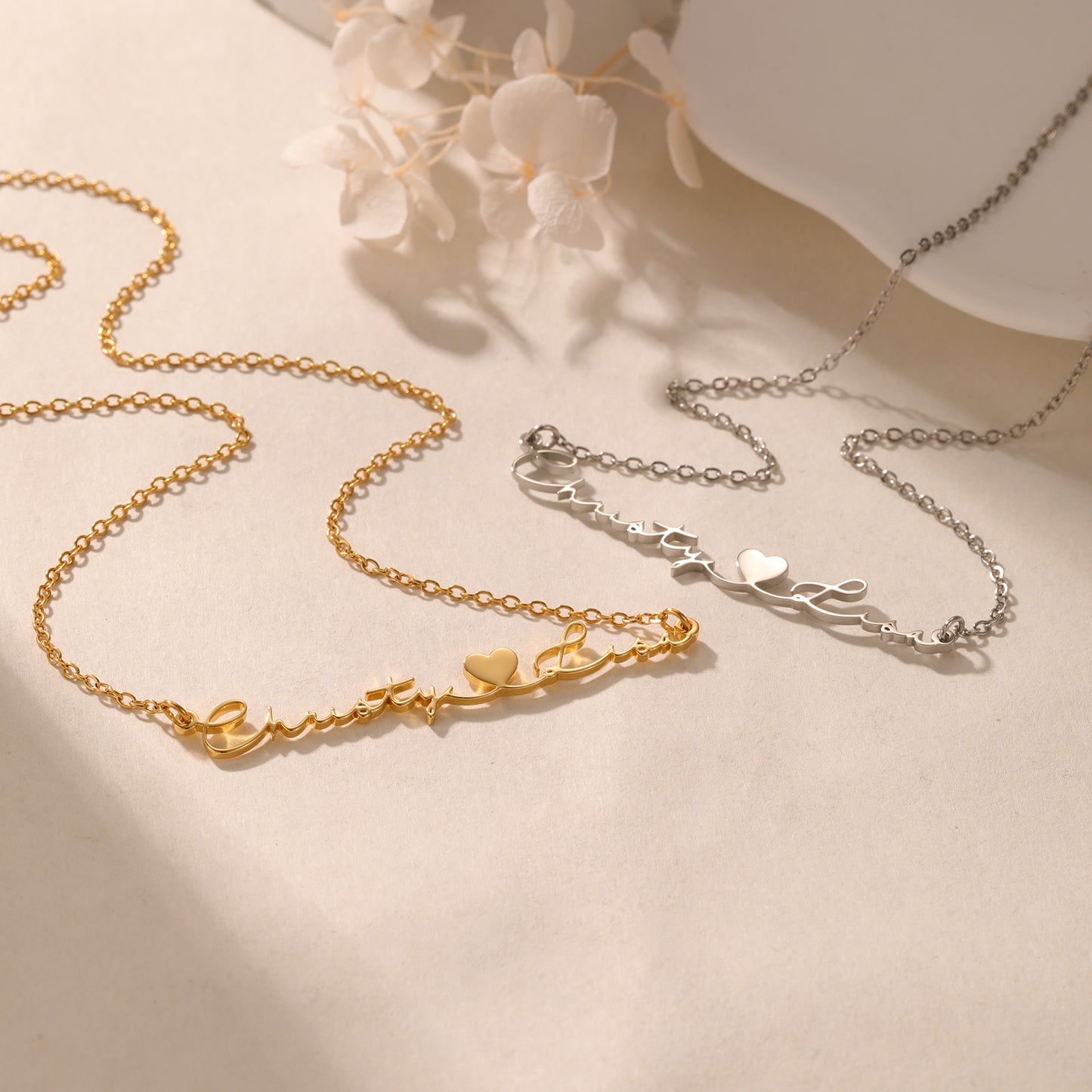 Customized Name Couple Necklace With Heart Design Valentine's Day Gift - QNN3513