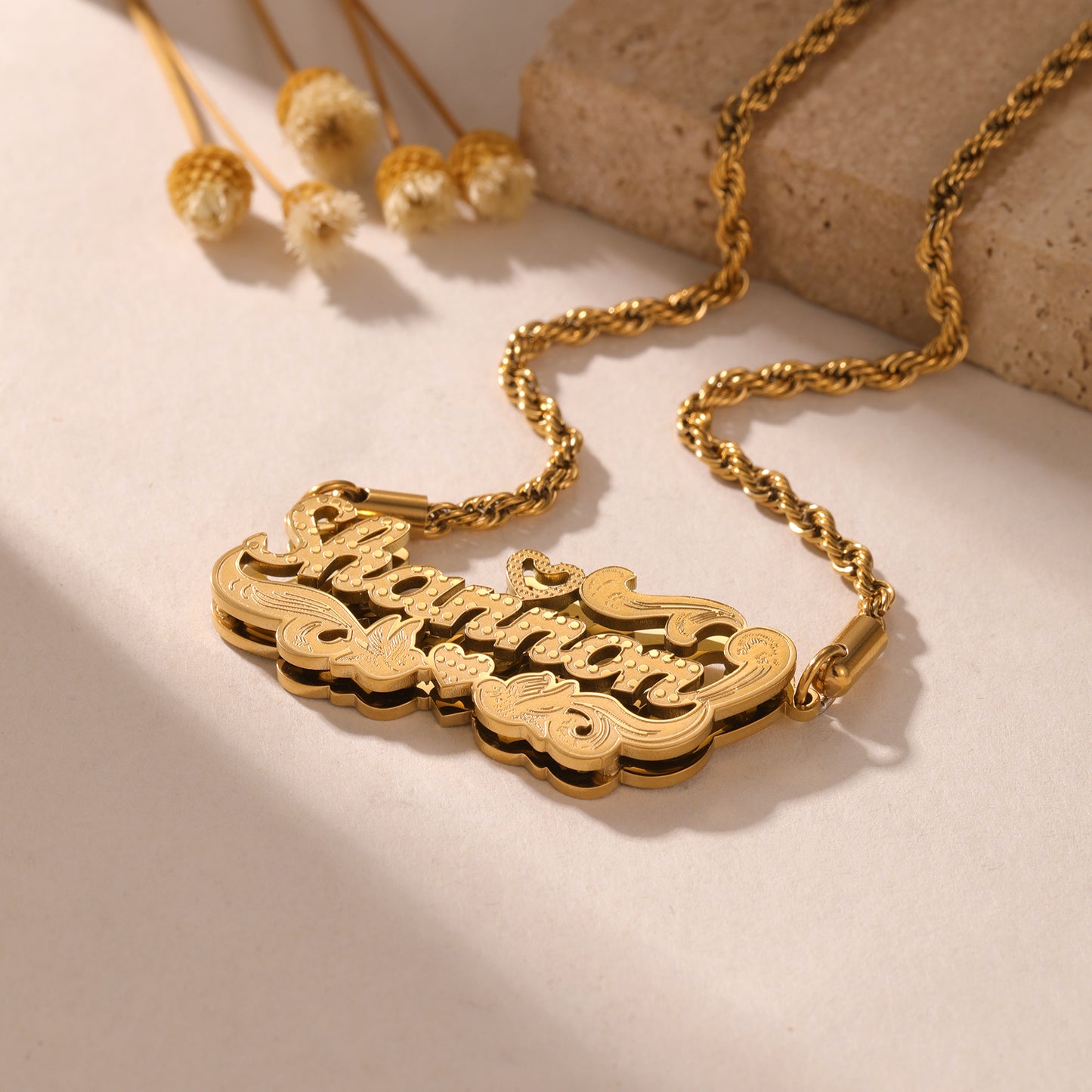 Personalized Custom Necklace Double Layered Two-Tone Elegant Gift - QCN3501