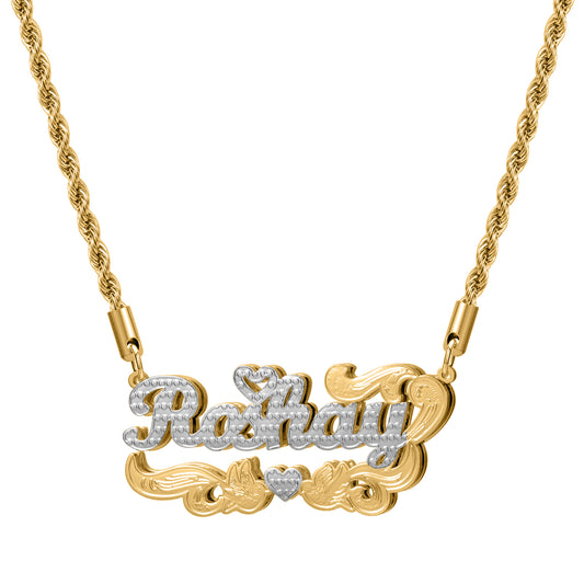 Personalized Custom Necklace Double Layered Two-Tone Elegant Gift - QCN3501