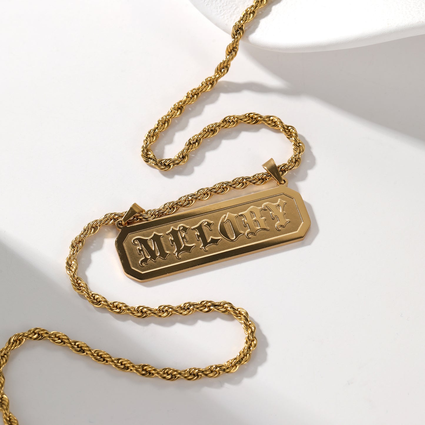 Personalized Gothic Letter Nameplate Necklace - ZFN3042