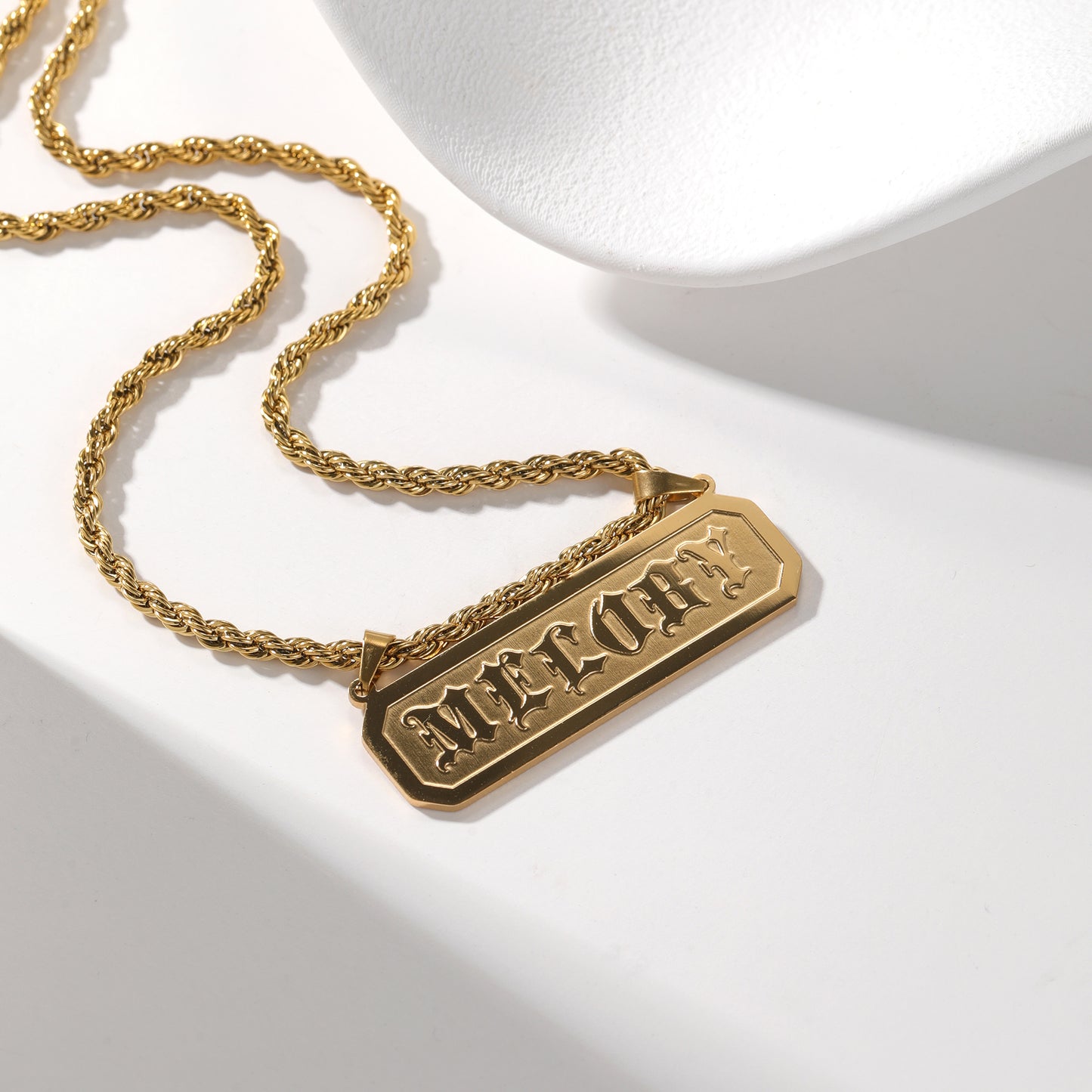 Personalized Gothic Letter Nameplate Necklace - ZFN3042