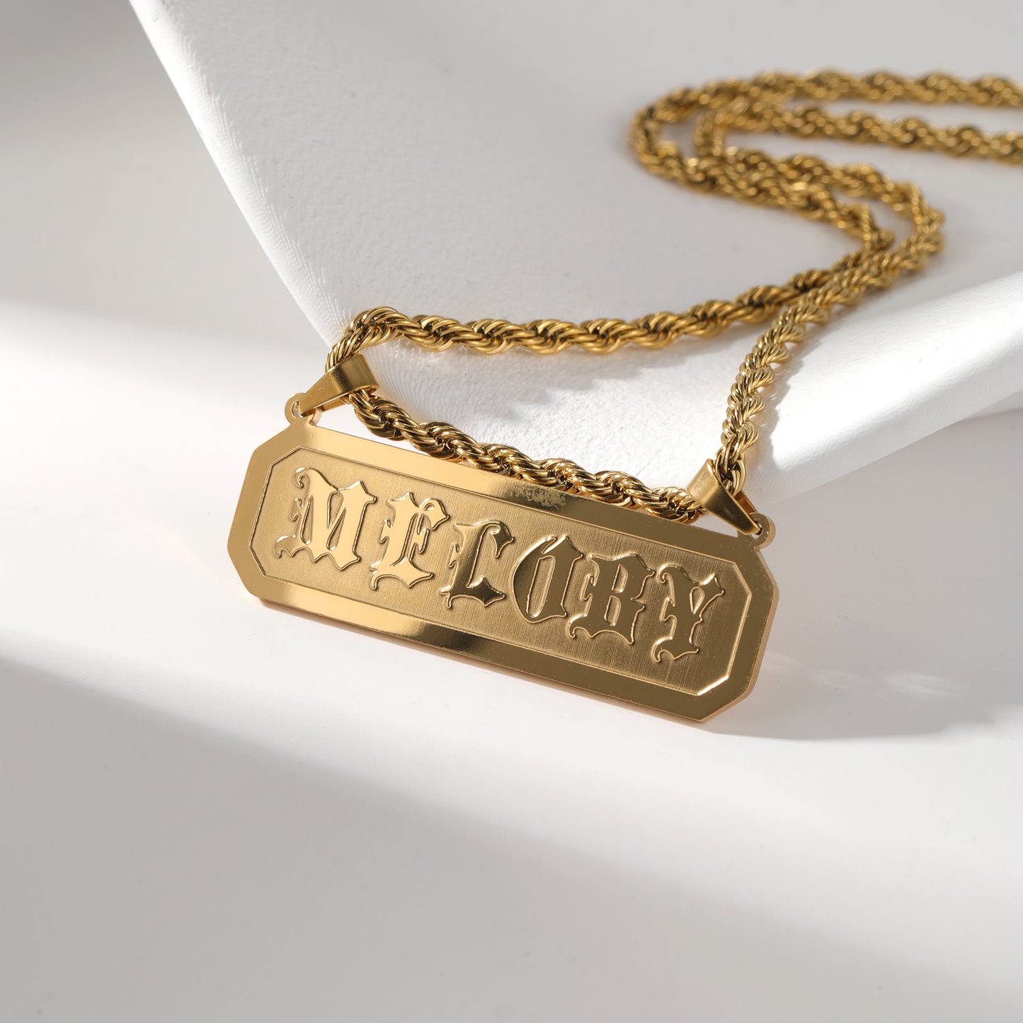 Personalized Gothic Letter Nameplate Necklace - ZFN3042