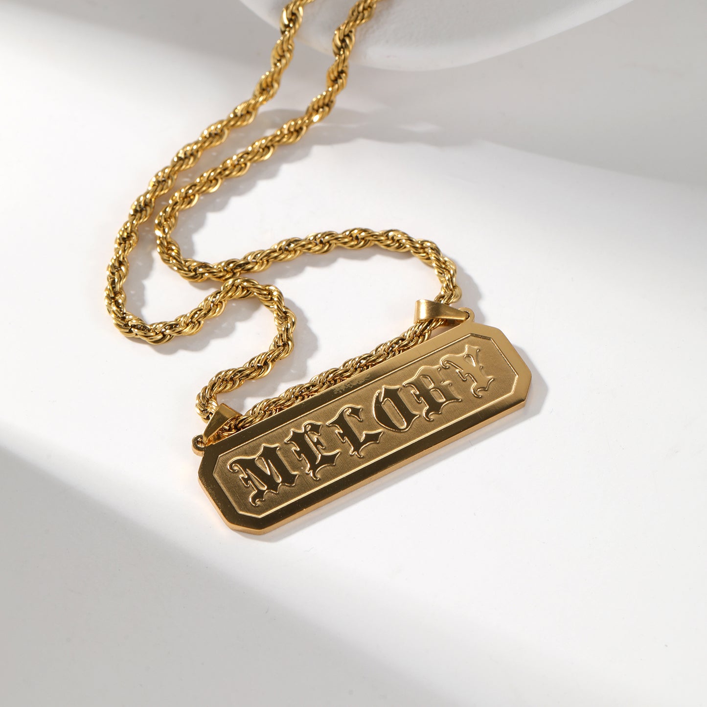 Personalized Gothic Letter Nameplate Necklace - ZFN3042