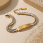 Customize Surface Laser Engraved Name Logo Couple Inlaid Zircon Bracelet - CB3567