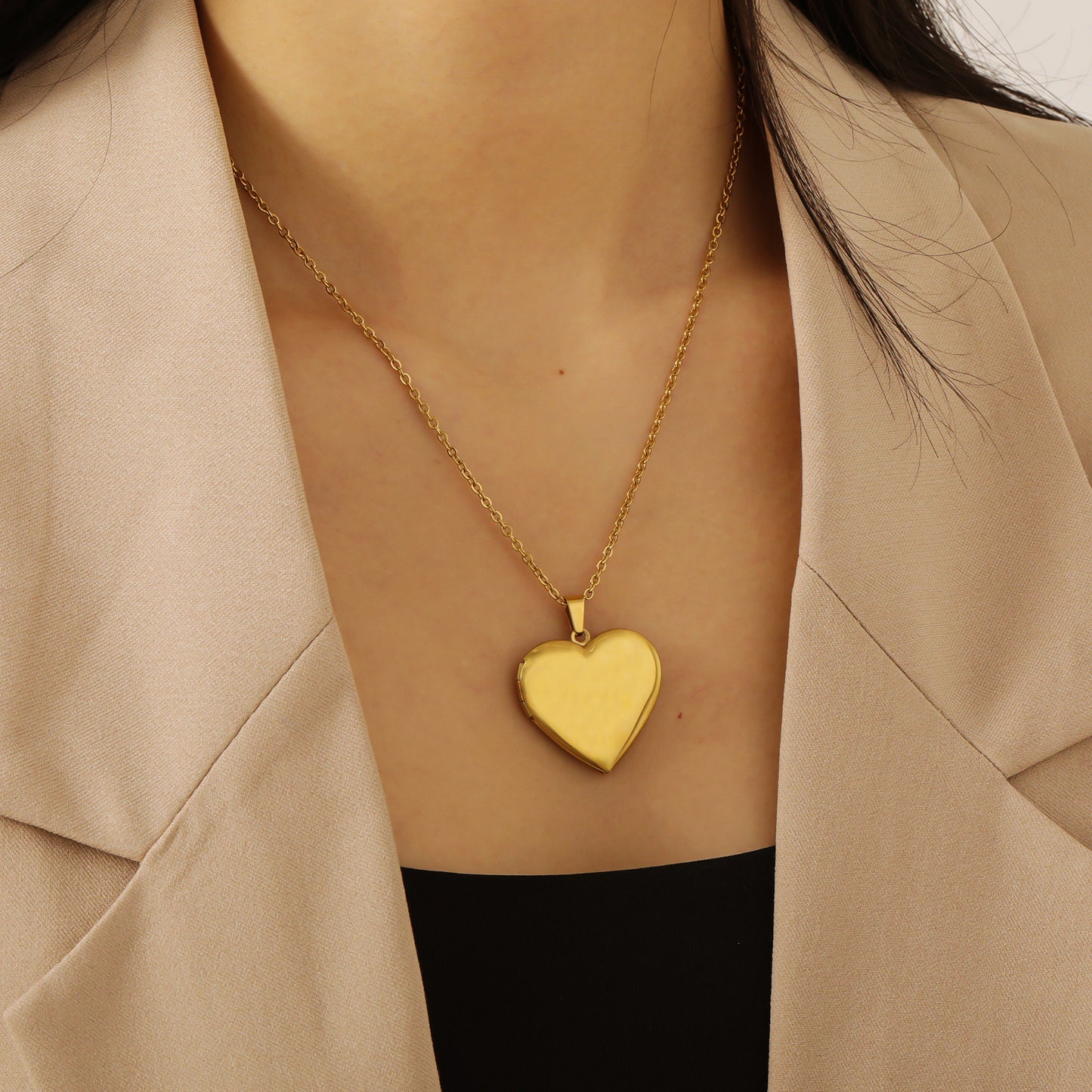 Customize Photo Engraving Name Heart Pendant Necklace CS-N8673