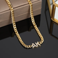 Custom Zircon Letter Cuban Chain Necklace, Personalized Stainless Steel Nameplate Jewelry Gift for Women-QN8081