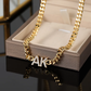 Custom Zircon Letter Cuban Chain Necklace, Personalized Stainless Steel Nameplate Jewelry Gift for Women-QN8081