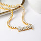 Custom Double Plate Two Tone Name Necklace QFN3115