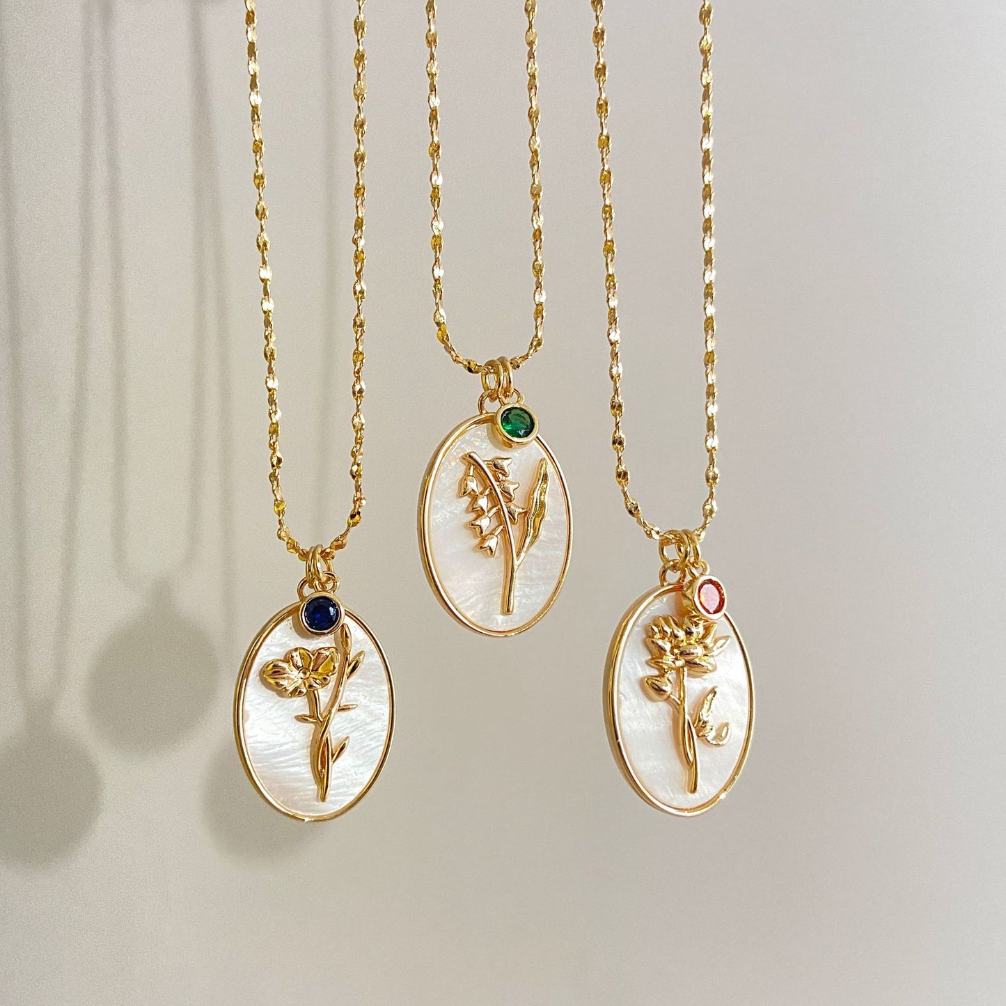 Birthstone and Birth Flower Necklace for Women CN879