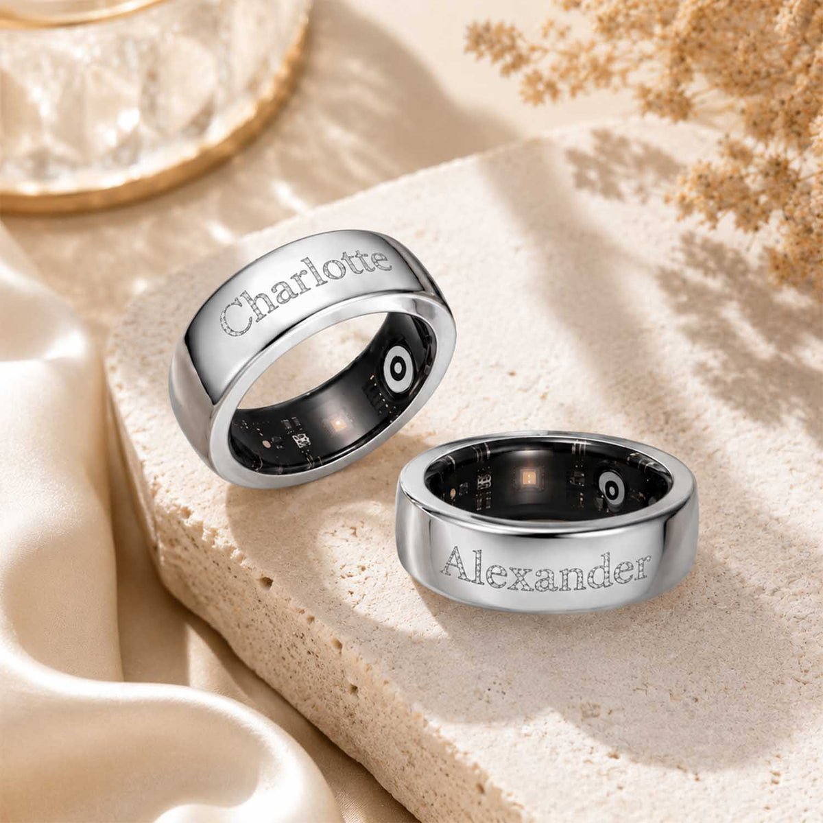 Custom Diamond Name Ring Cover – Personalized Smart Ring Protector for Oura Ring 5 & 4-SSR3839