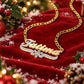 Custom Two-Tone Snowflake Name Necklace .Christmas Gift for Her-SSN3892