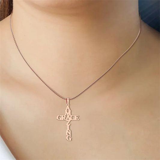 Personalized Name Cross Necklace QNN846