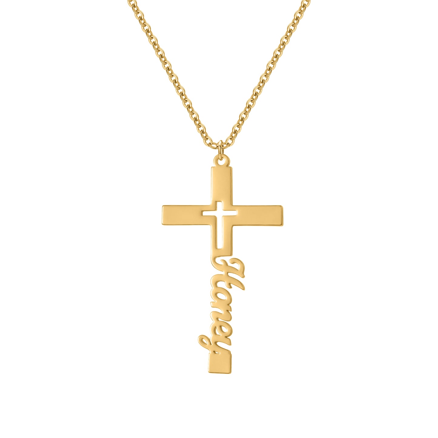 Custom Name Cross Necklace Stainless Steel  Custom Cross Pendant Fashion Jewelry Gift for Him Her-QN3676