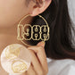 Custom Year Nummer Hoop Shape Earrings QNE3088
