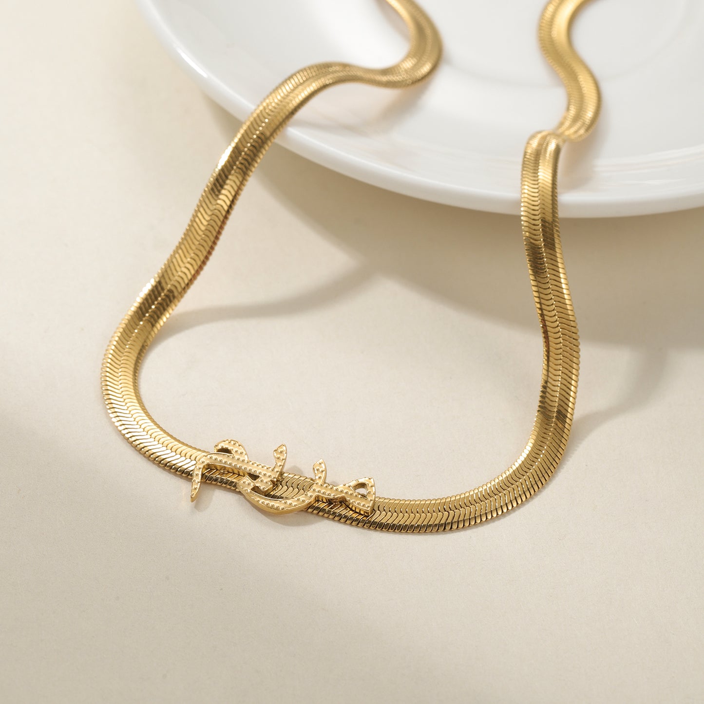 Custom Name Necklace Herringbone Chain QF-N8671