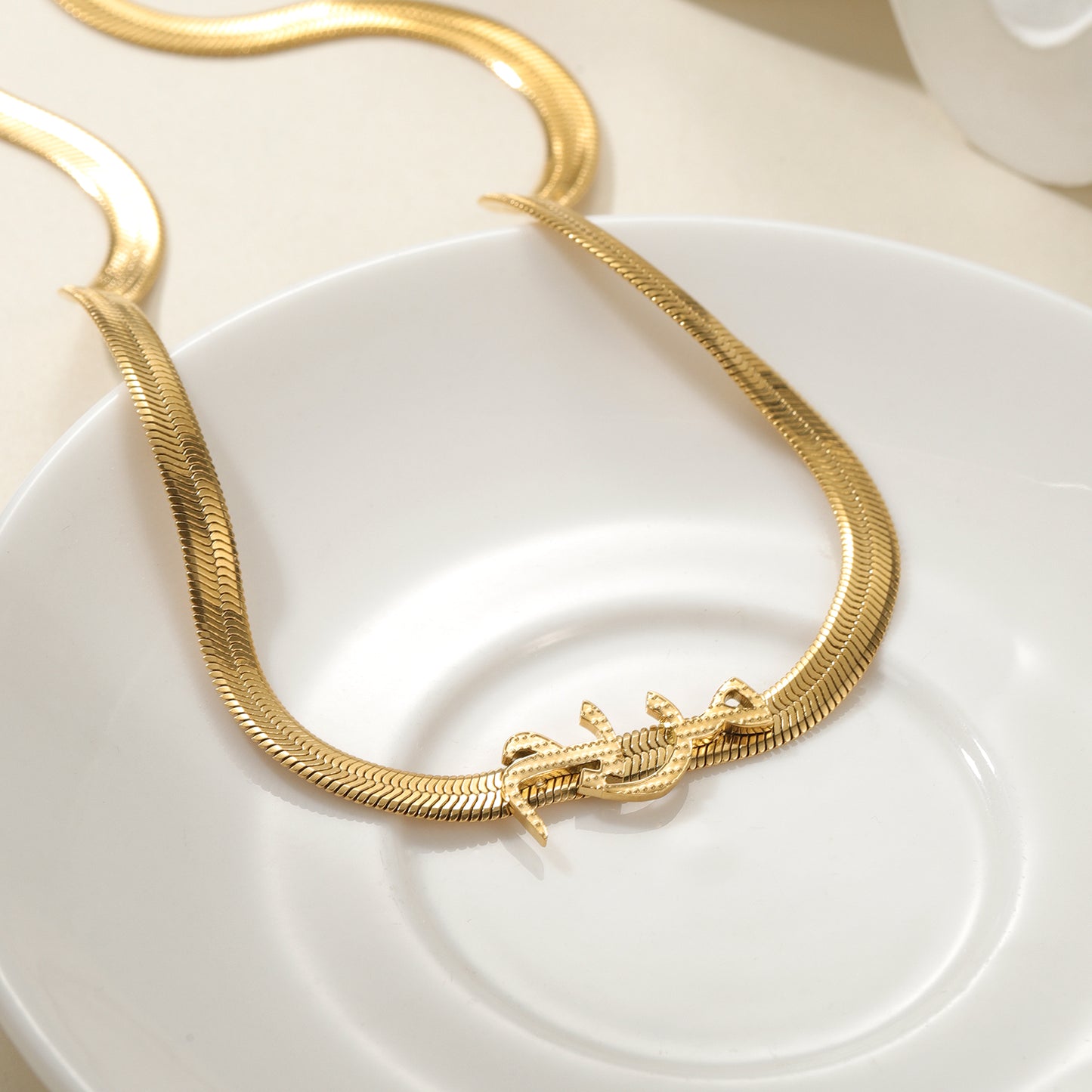 Custom Name Necklace Herringbone Chain QF-N8671