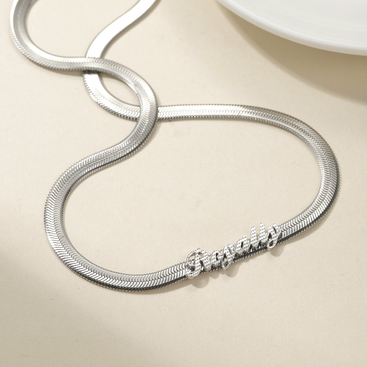 Custom Name Necklace Herringbone Chain QF-N8671