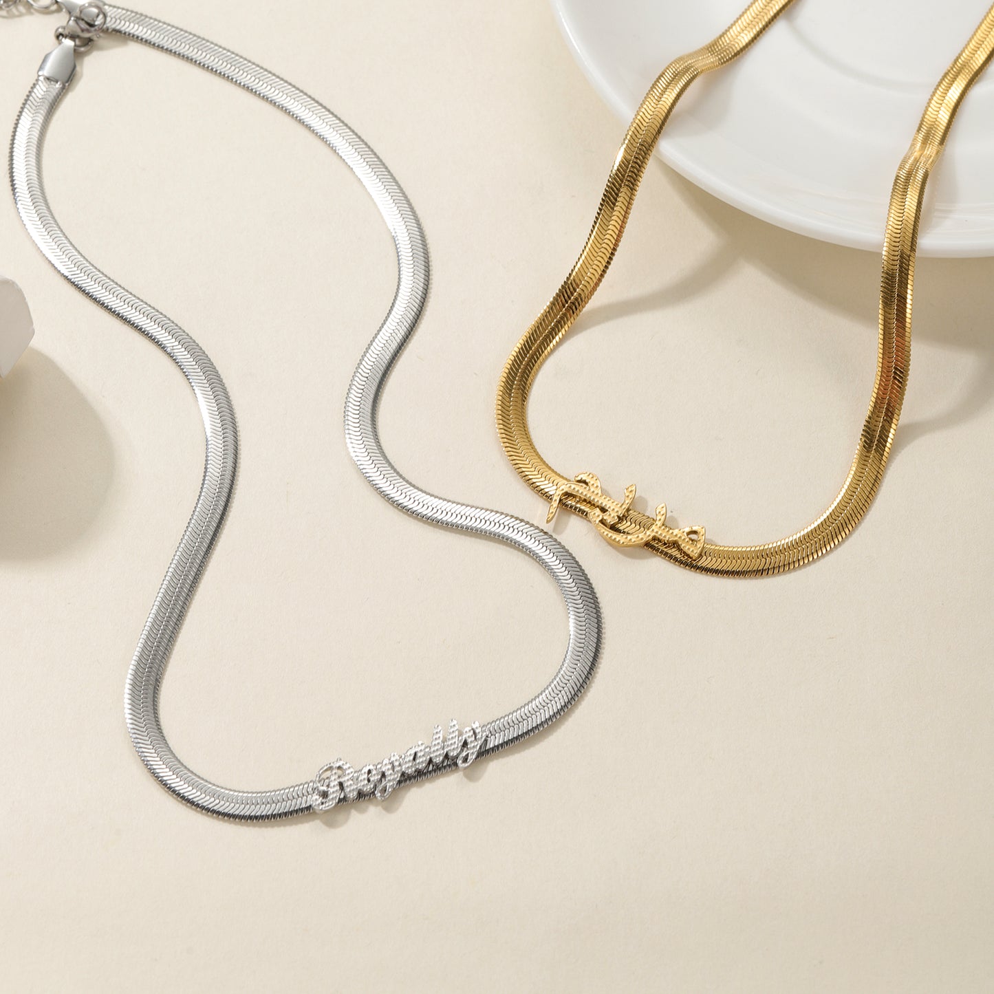 Custom Name Necklace Herringbone Chain QF-N8671