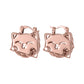 Cartoon Cat Twisted Hoop Earrings , Stainless Steel Gold Tone Hoop Earrings, Kids Cartoon Animal Fashion Ear Jewelry Gift -HE3664