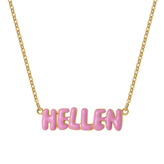 Customized Bubble Letter Necklace Cute Style For Girls - QHN3662