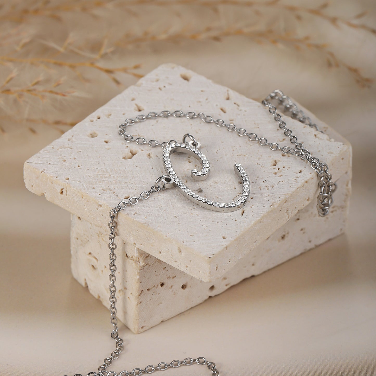 Personalized A-Z Initial Necklace With Crystal Letter - QZN3661