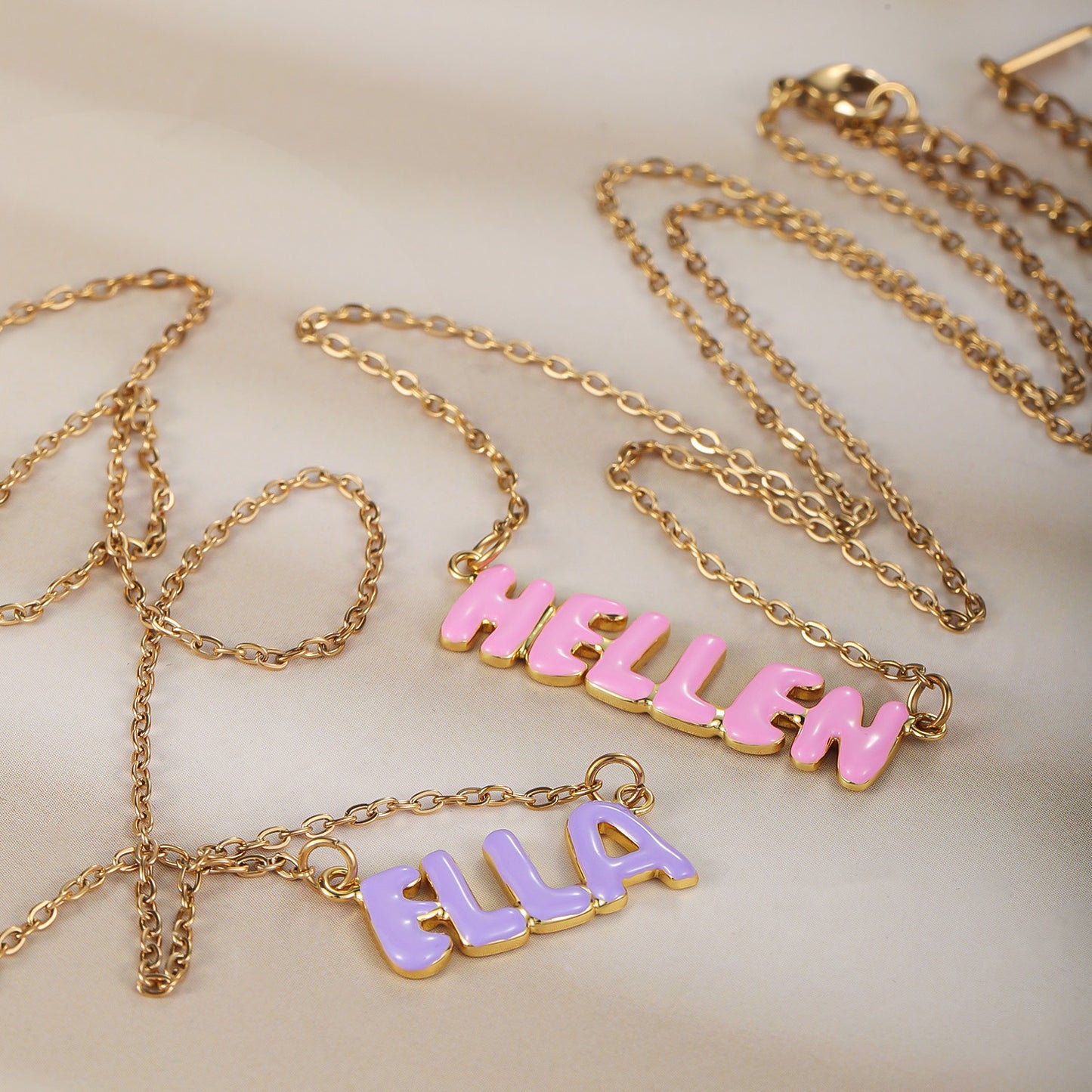 Customized Bubble Letter Necklace Cute Style For Girls - QHN3662