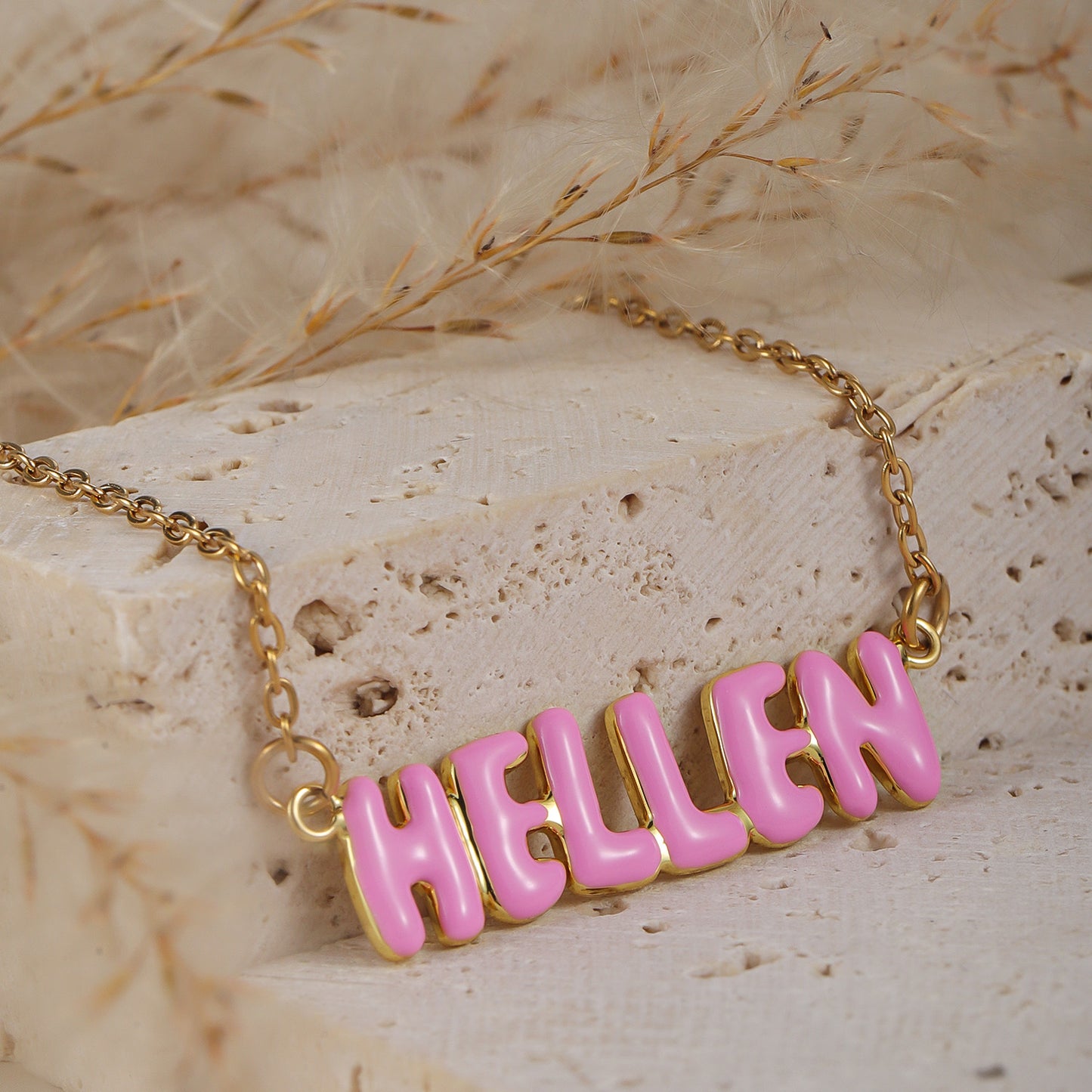 Customized Bubble Letter Necklace Cute Style For Girls - QHN3662