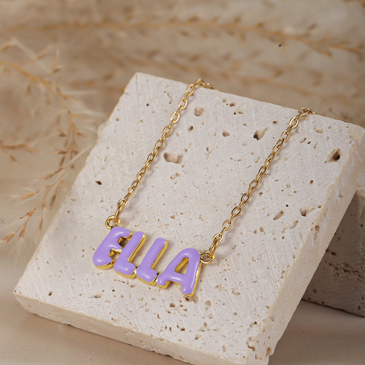 Customized Bubble Letter Necklace Cute Style For Girls - QHN3662