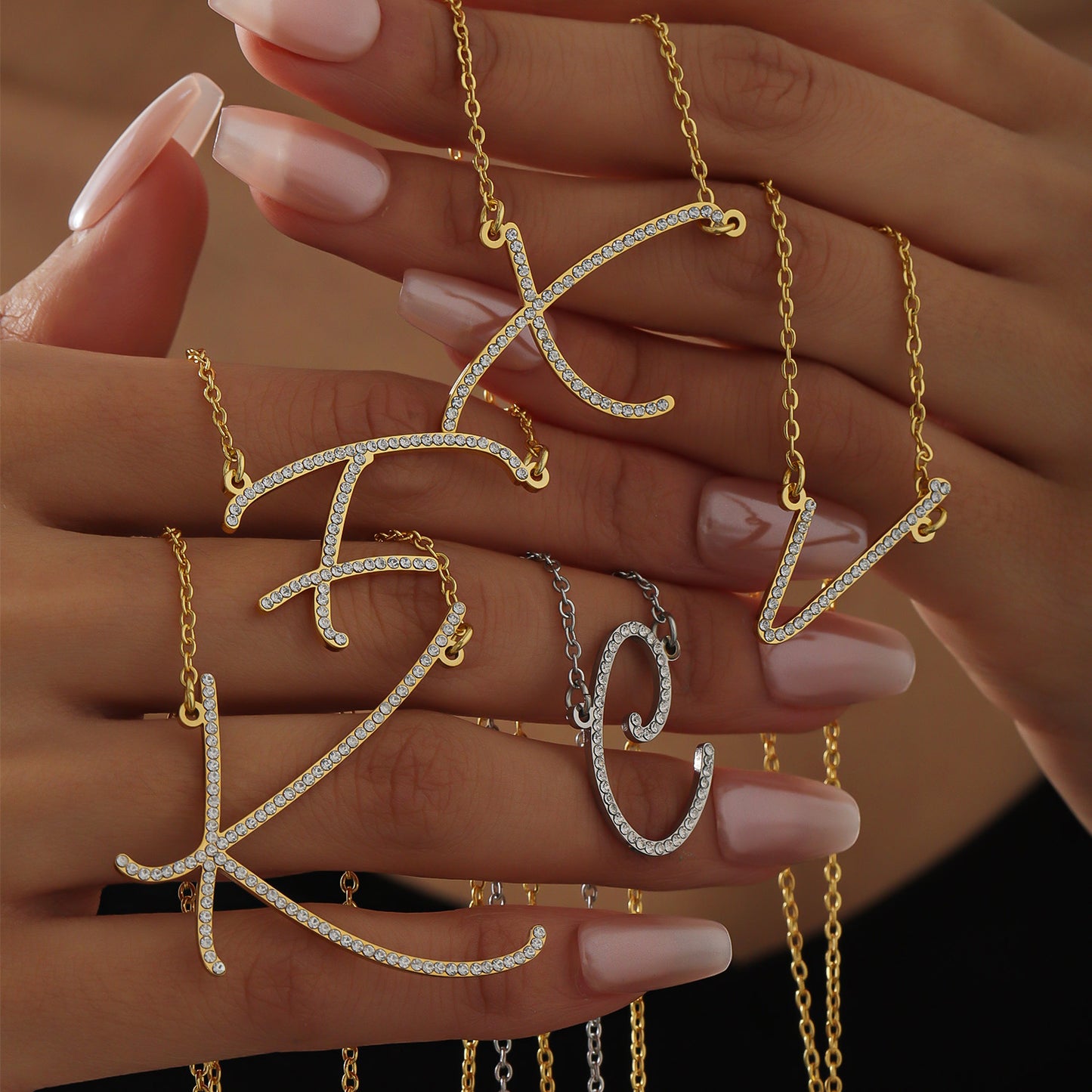 Personalized A-Z Initial Necklace With Crystal Letter - QZN3661