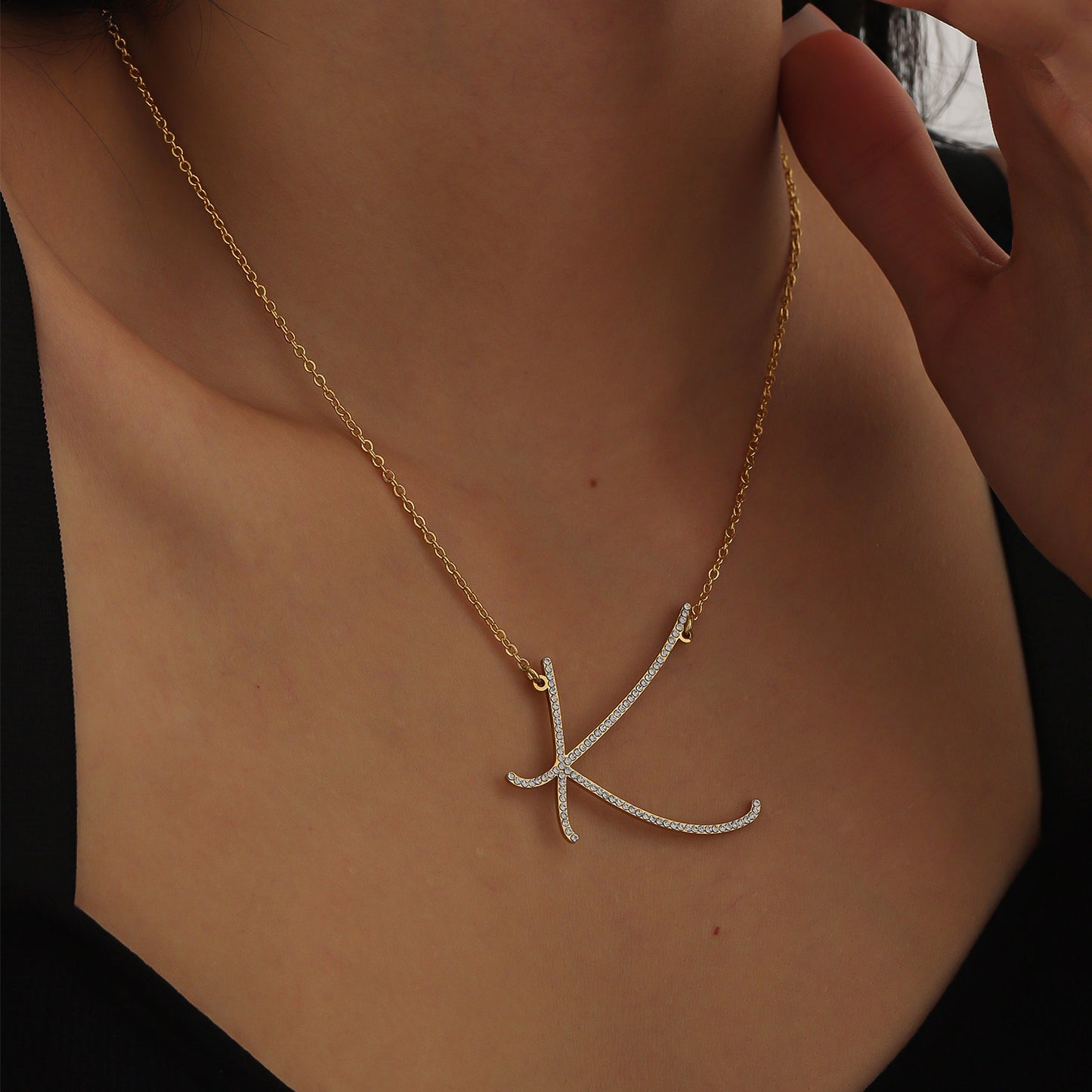 Personalized A-Z Initial Necklace With Crystal Letter - QZN3661