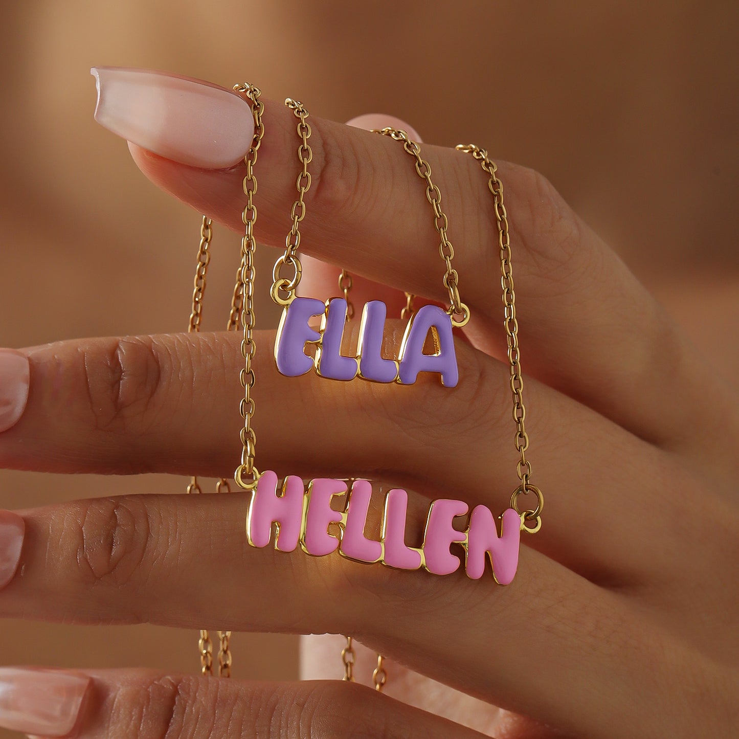 Customized Bubble Letter Necklace Cute Style For Girls - QHN3662