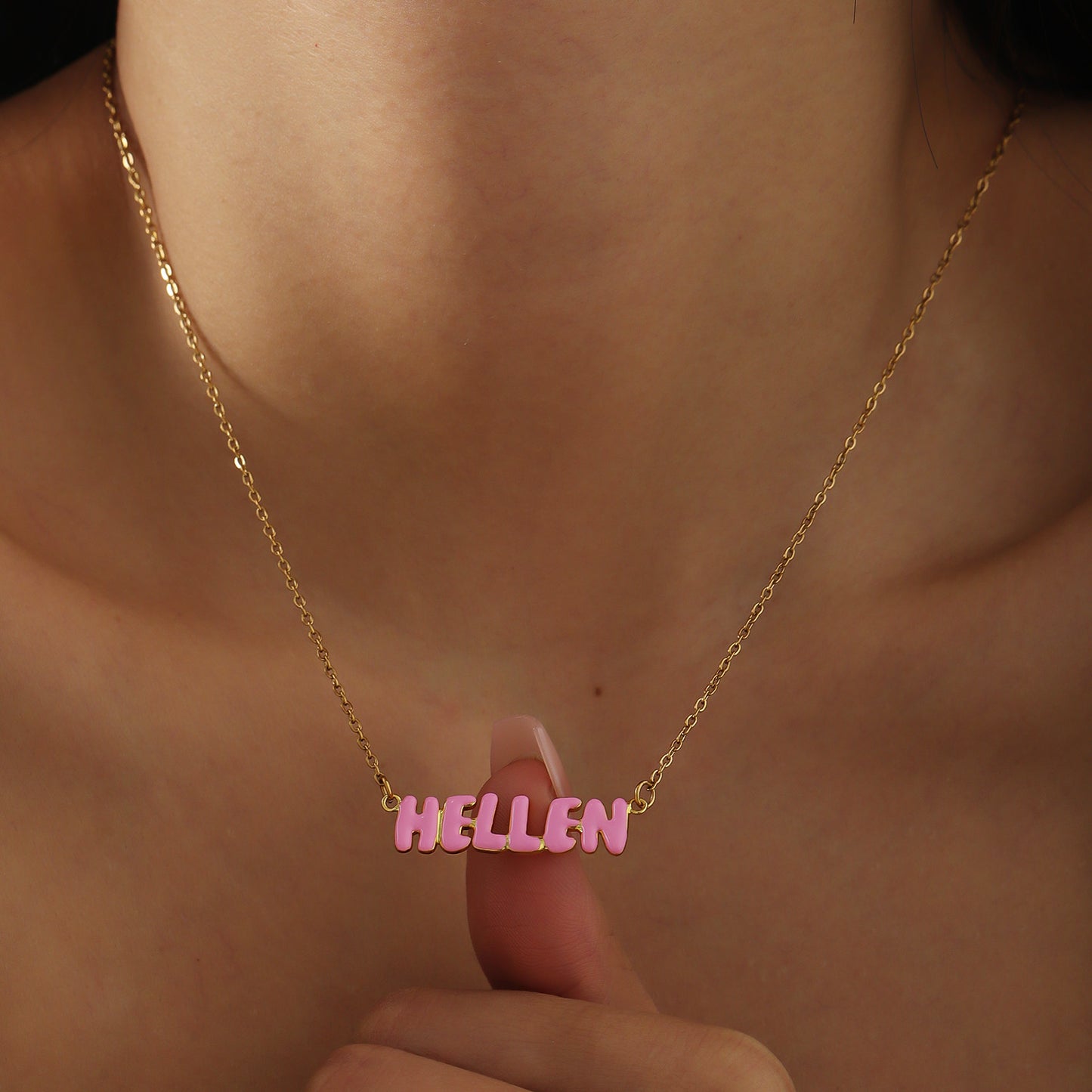 Customized Bubble Letter Necklace Cute Style For Girls - QHN3662