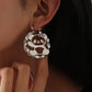 Kids Bear Hoop Earrings, Hollow Cutout Bow Bear Twisted Loop Earrings,  Children Fashion Earrings-HE3665