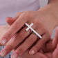 Custom Name Cross 18k Gold Plating Rings For Two Fingers - QHR3577