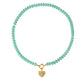 Mint Green Natural Stone Beaded Necklace with Heart Charm Bohemian Jewelry - SSN3696