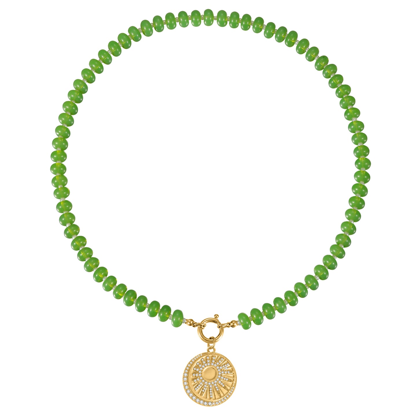 Natural Stone Beaded Necklace with Custom Pendant Style, Bohemian Jewelry-SSN3700